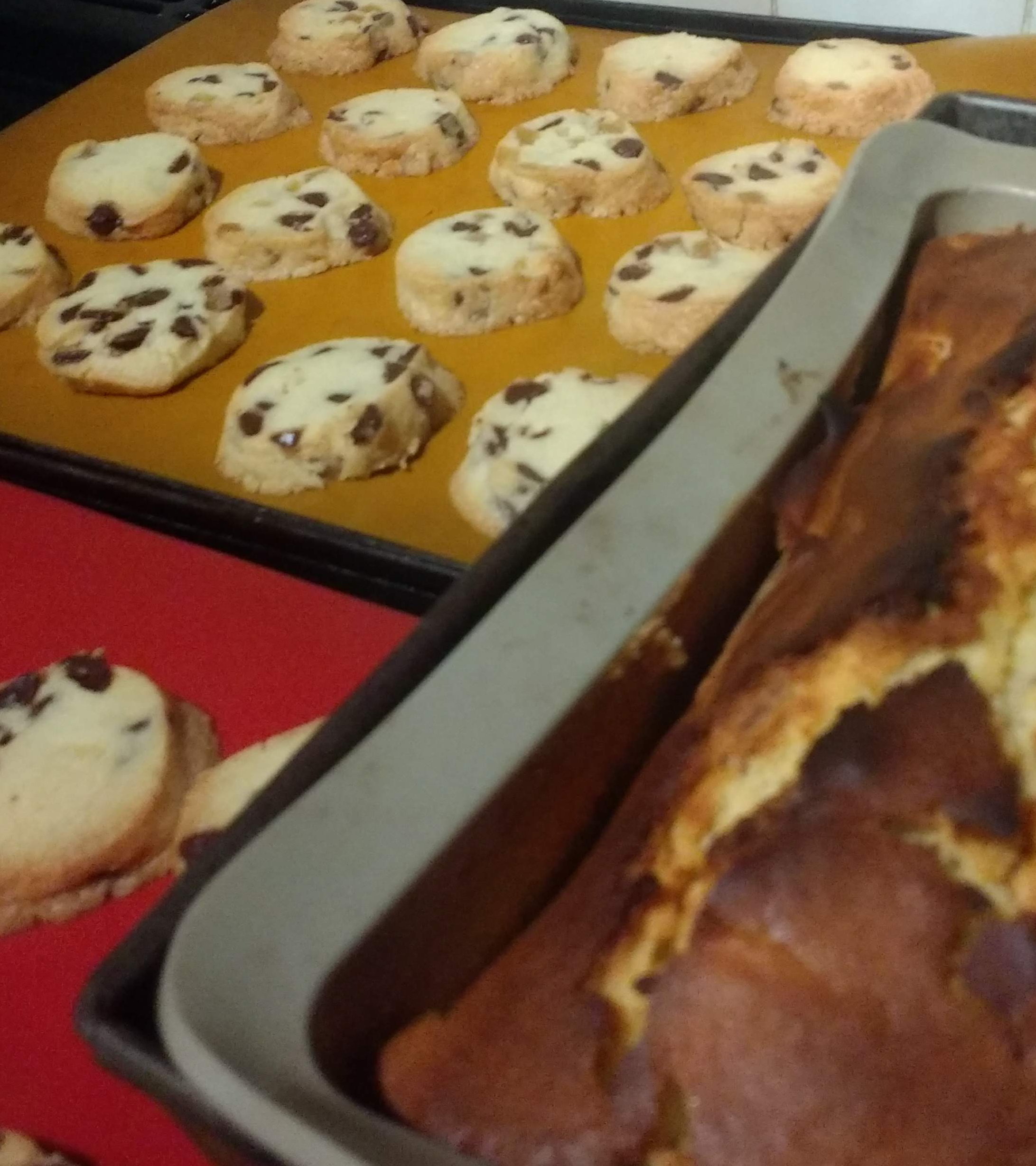 Loaf cake & biscuits just out of the oven
